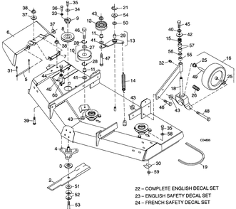 Main Frame Diagram and Parts List for 453 590100-590456100 Cub Cadet Lawn Tractor